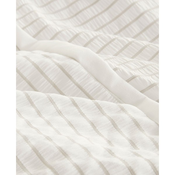 3 Piece Striped Seersucker Oversized Duvet Cover Set, Full/Queen