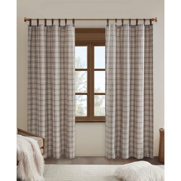 Plaid Tab Top Fleece Lined Window Panel, 50