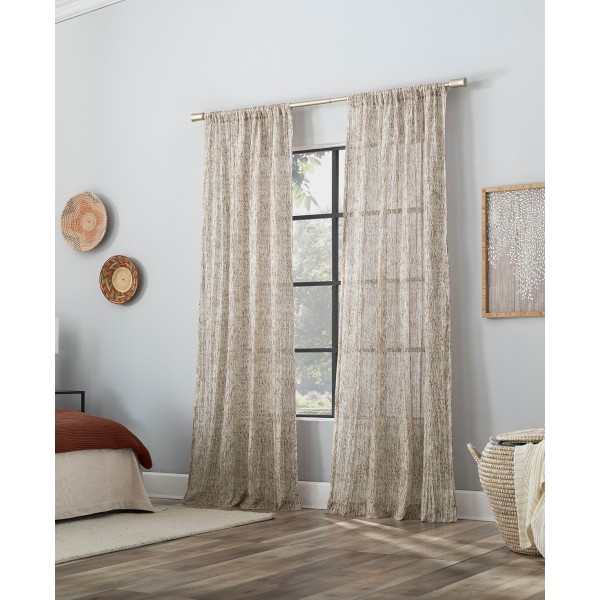 Watercolor Print Sheer Rod Pocket Curtain Panel, 50