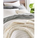 Stripe Cotton Hemp 3-Pc. Duvet Cover Set, Full/Queen